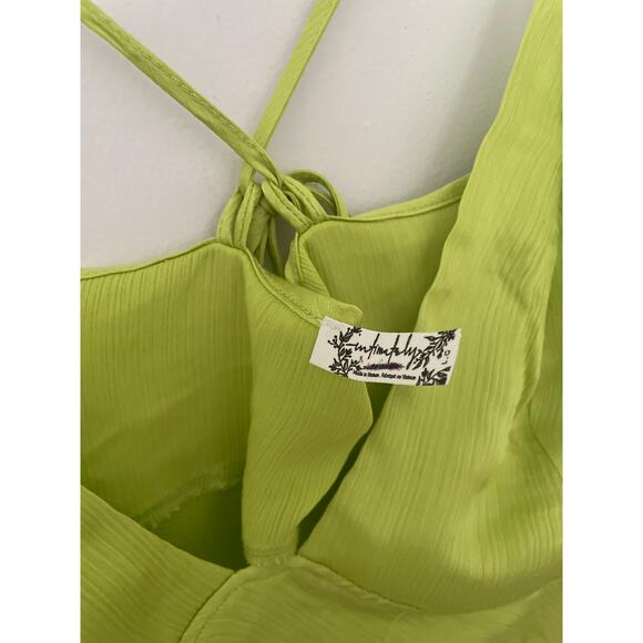 Free People Hang On Satin Halter Slip Dress Large Lime Green Neon 90s Mini - Picture 10 of 10